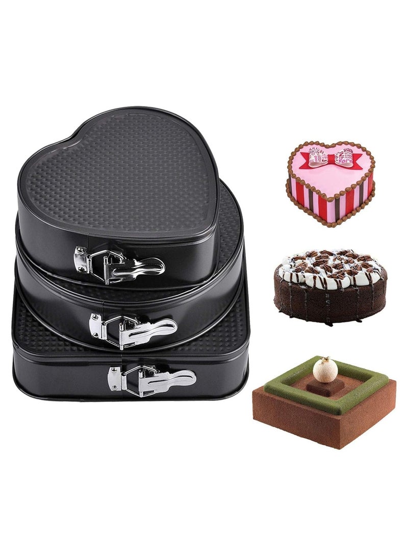 Qshop Quick Release Cake Pan, Non-Stick Cake Pan, Non Stick Base Cheesecake Cake Baking Pan with Detachable Base, Set of 3, Carbon Steel - Image 1